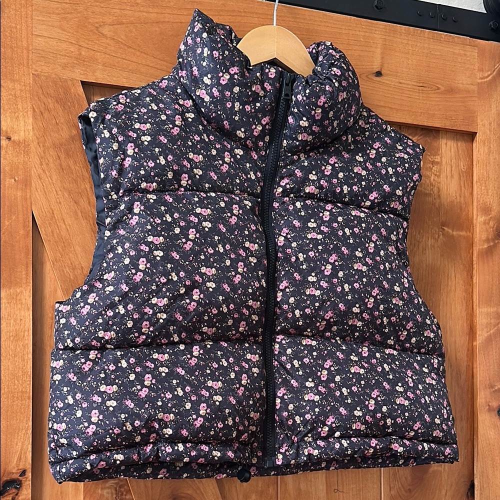 Aeropostale Floral Remixed Down Jacket zipper w drawstring base women’s Large